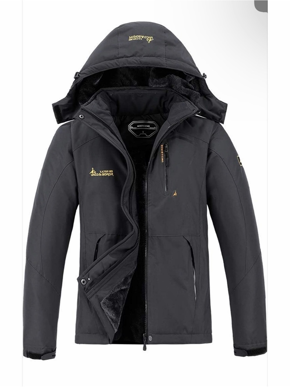 Men's Waterproof Ski Jacket Warm Winter Snow Coat Hooded, dark gray